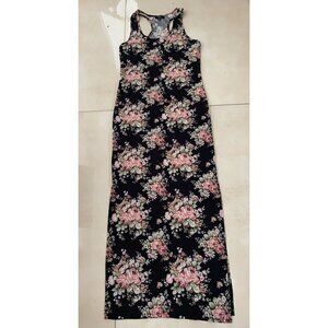 Love J USA Maxi Dress Black Pink Floral Size M Medium